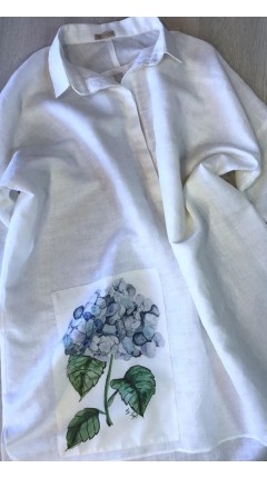Long shirt with hydrangea