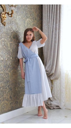 Two-tone pinstripe dress